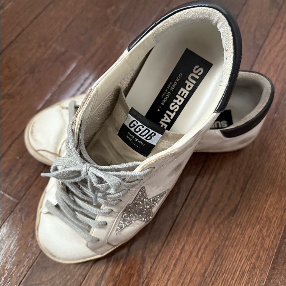 Golden Goose White Sneakers with Silver Star